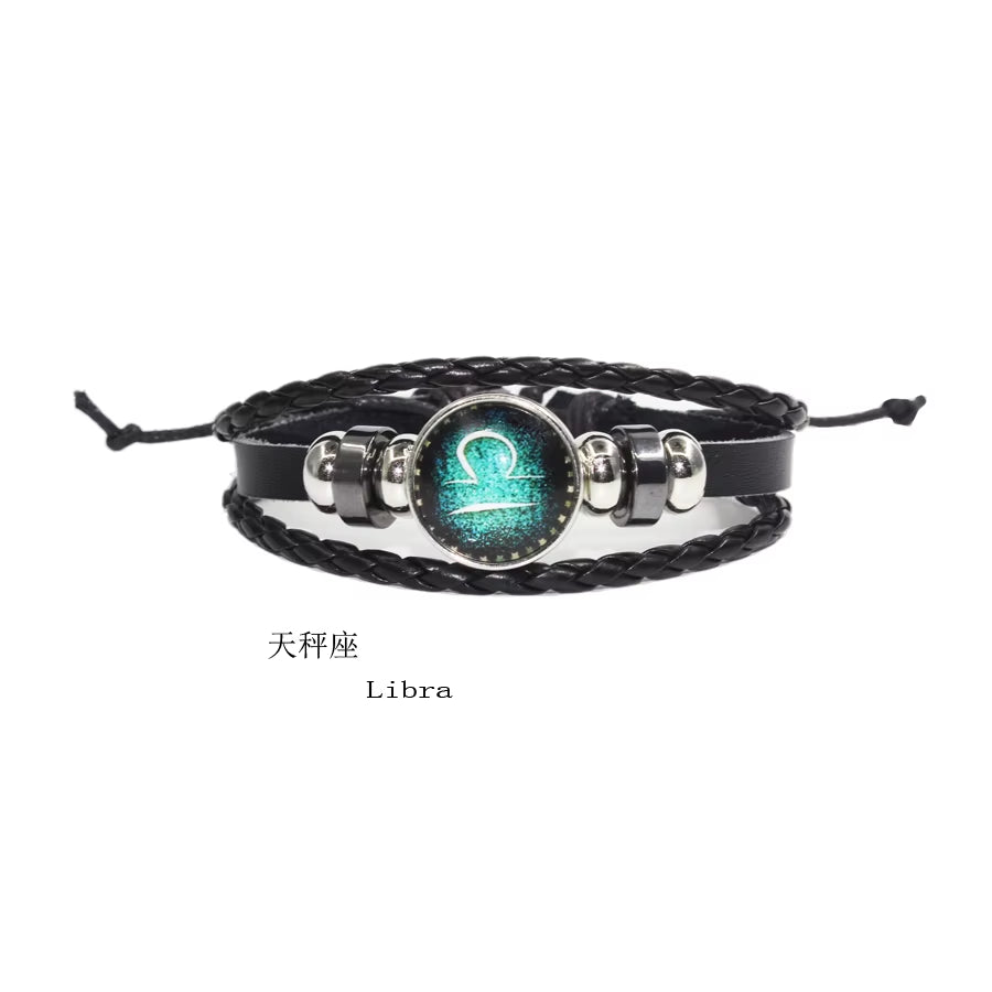 Fashion Leather Beaded 12 Constellation Bracelets Hot Time GS Handmade Braided Bracelet for Couple Gifts