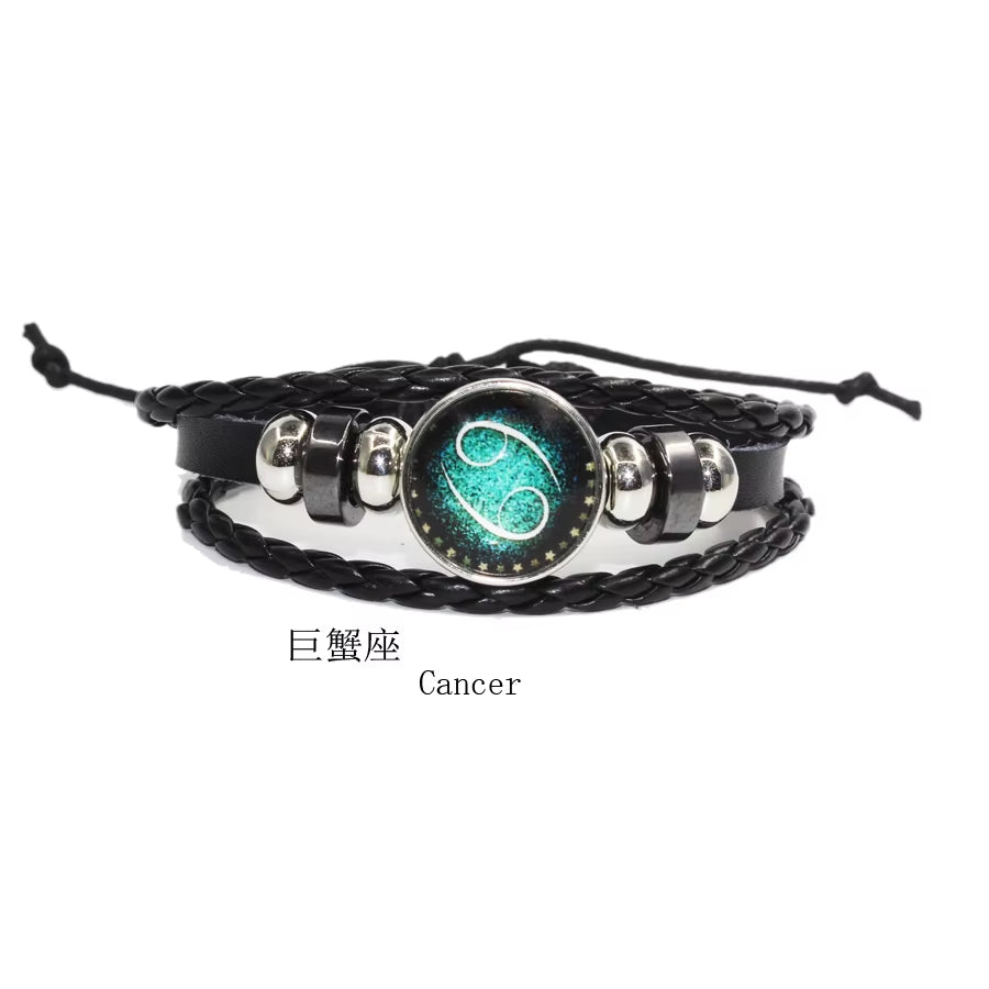 Fashion Leather Beaded 12 Constellation Bracelets Hot Time GS Handmade Braided Bracelet for Couple Gifts