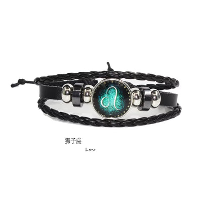 Fashion Leather Beaded 12 Constellation Bracelets Hot Time GS Handmade Braided Bracelet for Couple Gifts