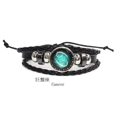 Fashion Leather Beaded 12 Constellation Bracelets Hot Time GS Handmade Braided Bracelet for Couple Gifts